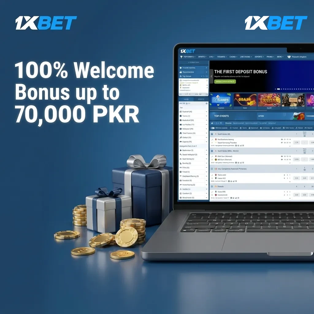 1xBet banner: 100% casino welcome bonus up to 70,000 PKR for new Pakistani players. 18+. Terms and wagering apply.
