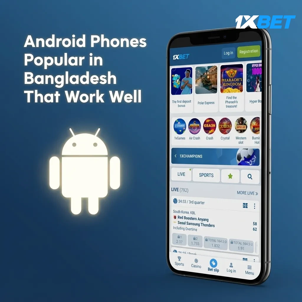 Collage of popular Android phones in Bangladesh compatible with the app: Samsung A13/A23/A54, Redmi Note 11/12, POCO X5.