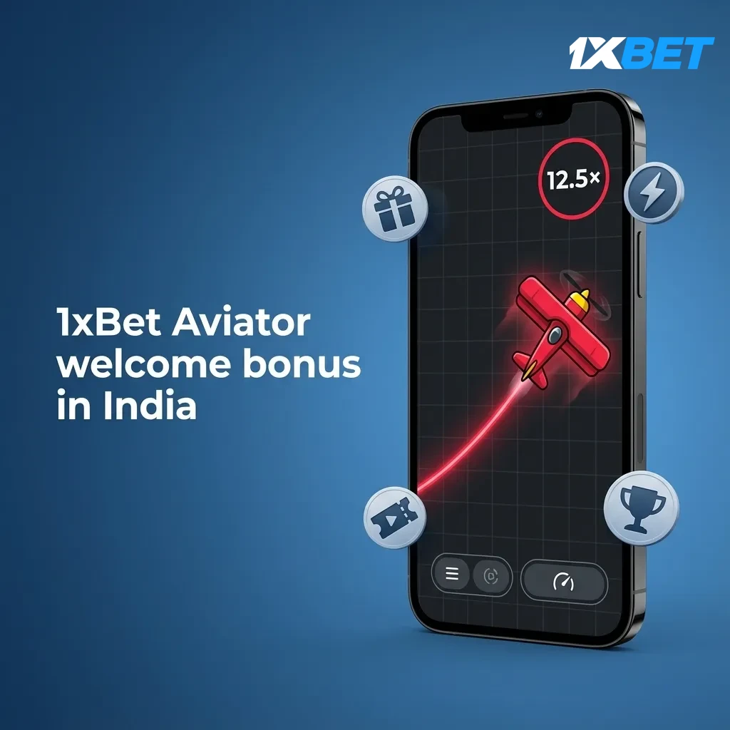 1xBet Aviator India welcome bonus banner: 120% up to ₹33,000 on first deposit; play slots or Aviator.