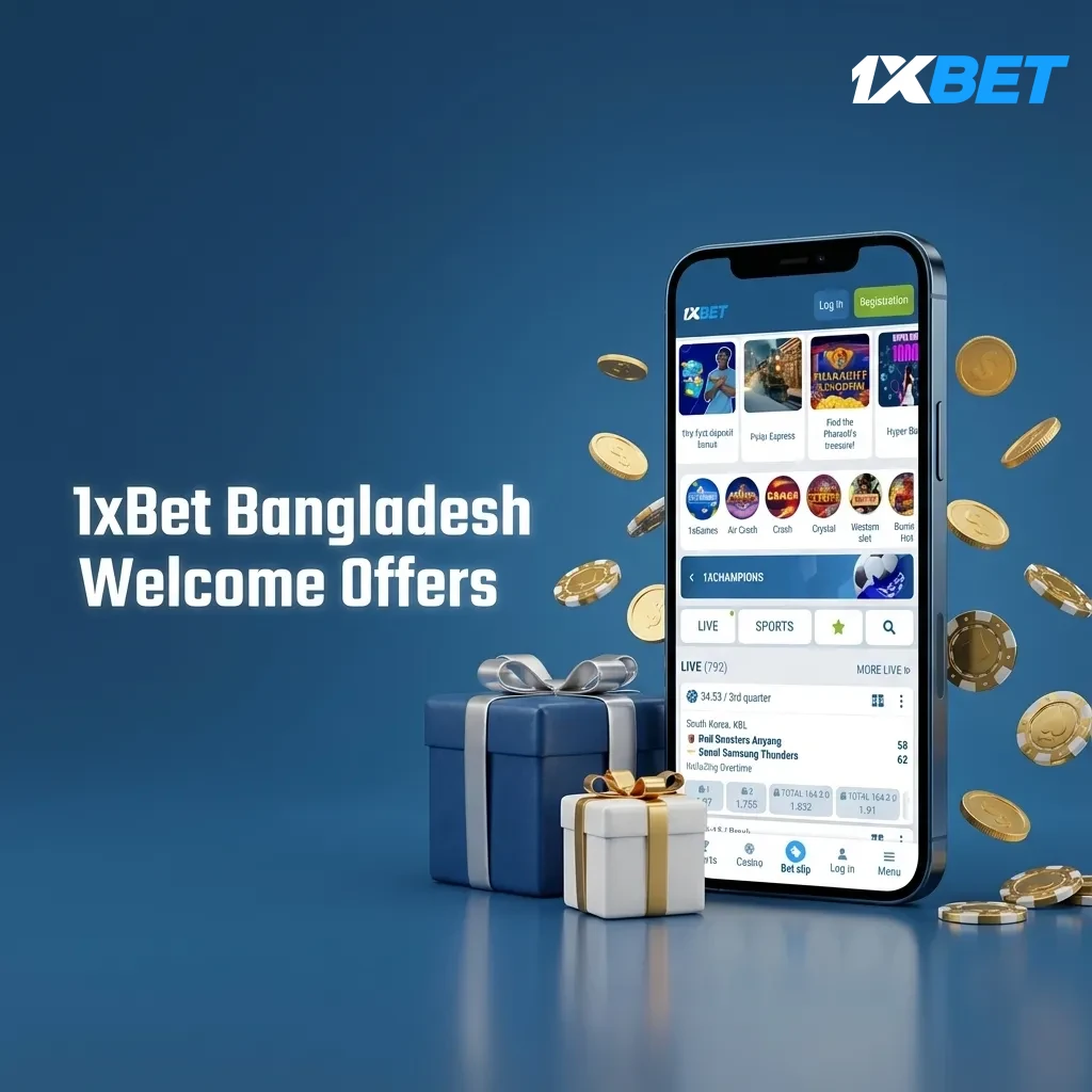 1xBet Bangladesh welcome offers: 120% up to 46,700 BDT on first deposit for Sports or Casino; min 200 BDT; 5x/35x wagering.