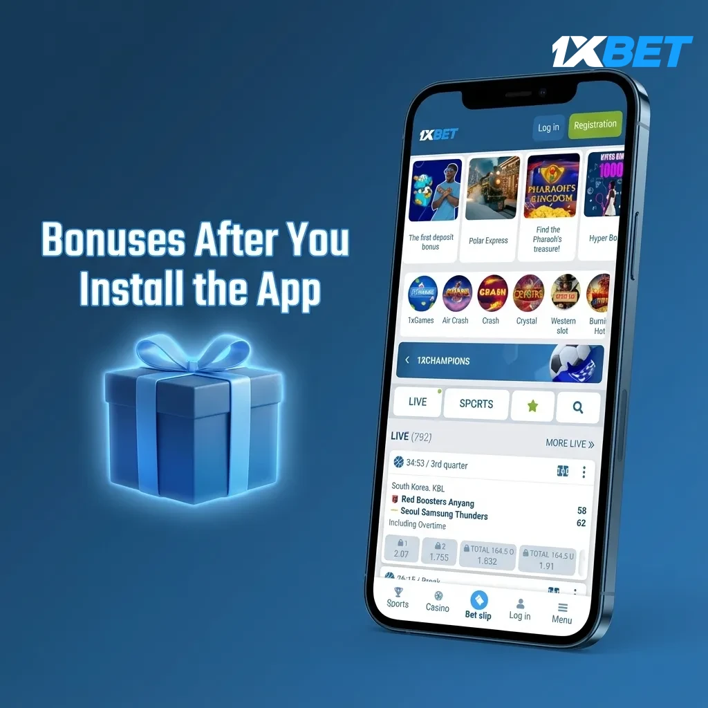 App install bonus banner: 120% up to 46,700 BDT; sports or casino; free spins, cashback, boosts, reloads, tournaments.