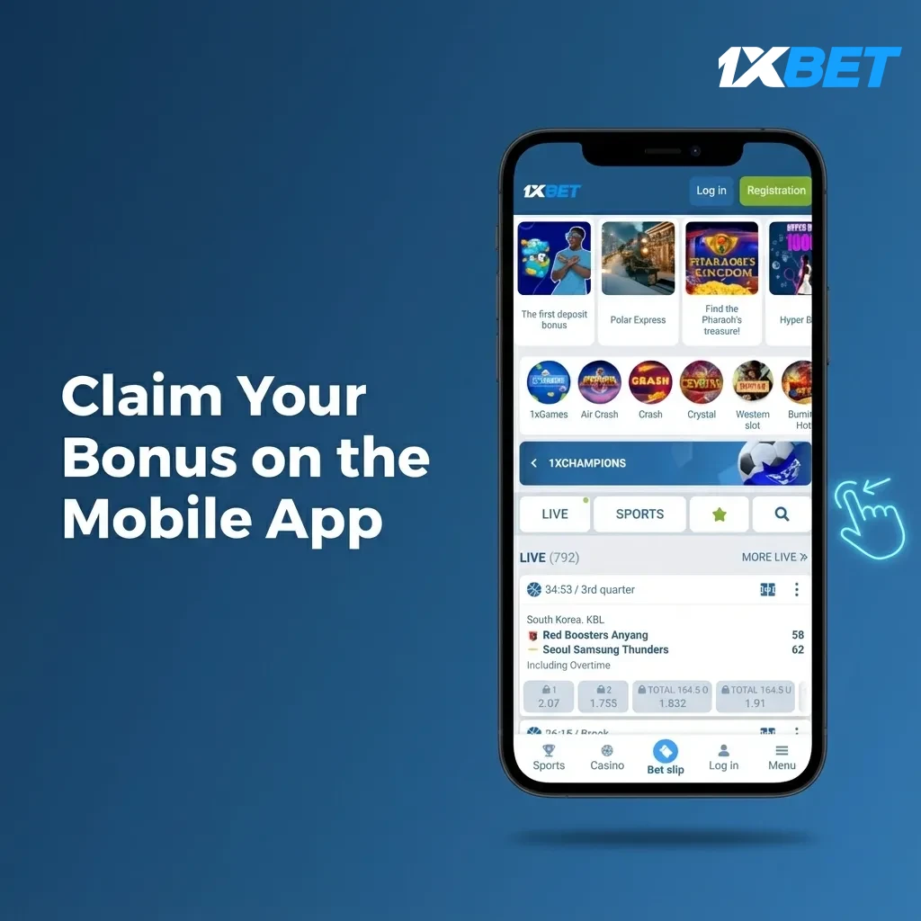 Smartphone showing app's Promo screen to claim Sports or Casino bonus after signup and PKR 200 deposit.