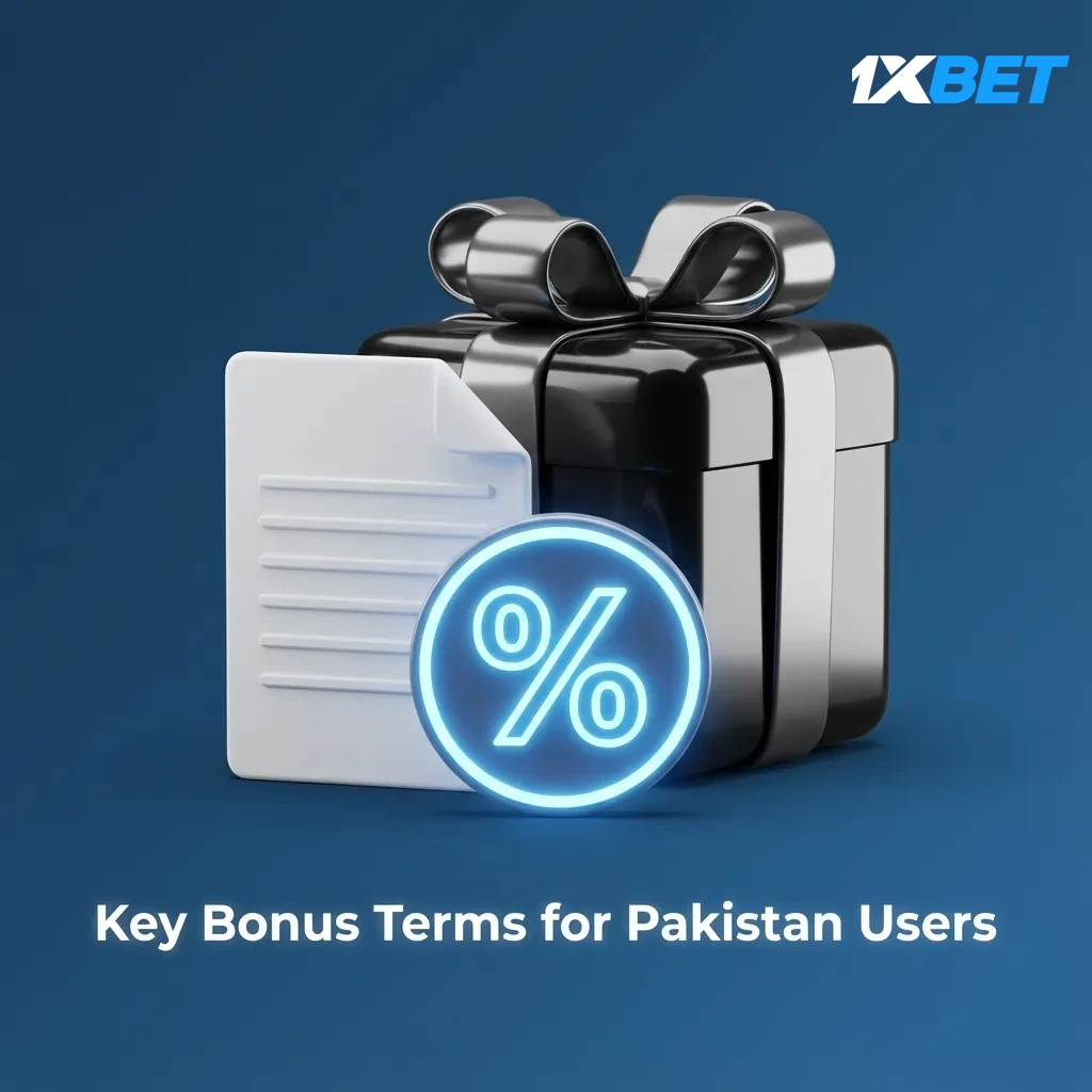 Key bonus terms for Pakistan users: 18+, one account, wagering and KYC rules, some payment methods excluded.