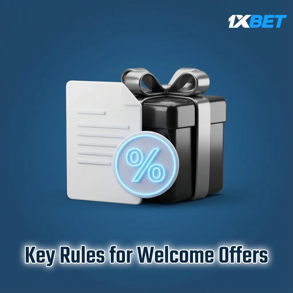 1xBet welcome rules: 18+ in Bangladesh, one account, pick bonus at first deposit, 120 BDT min, wagering and KYC required.