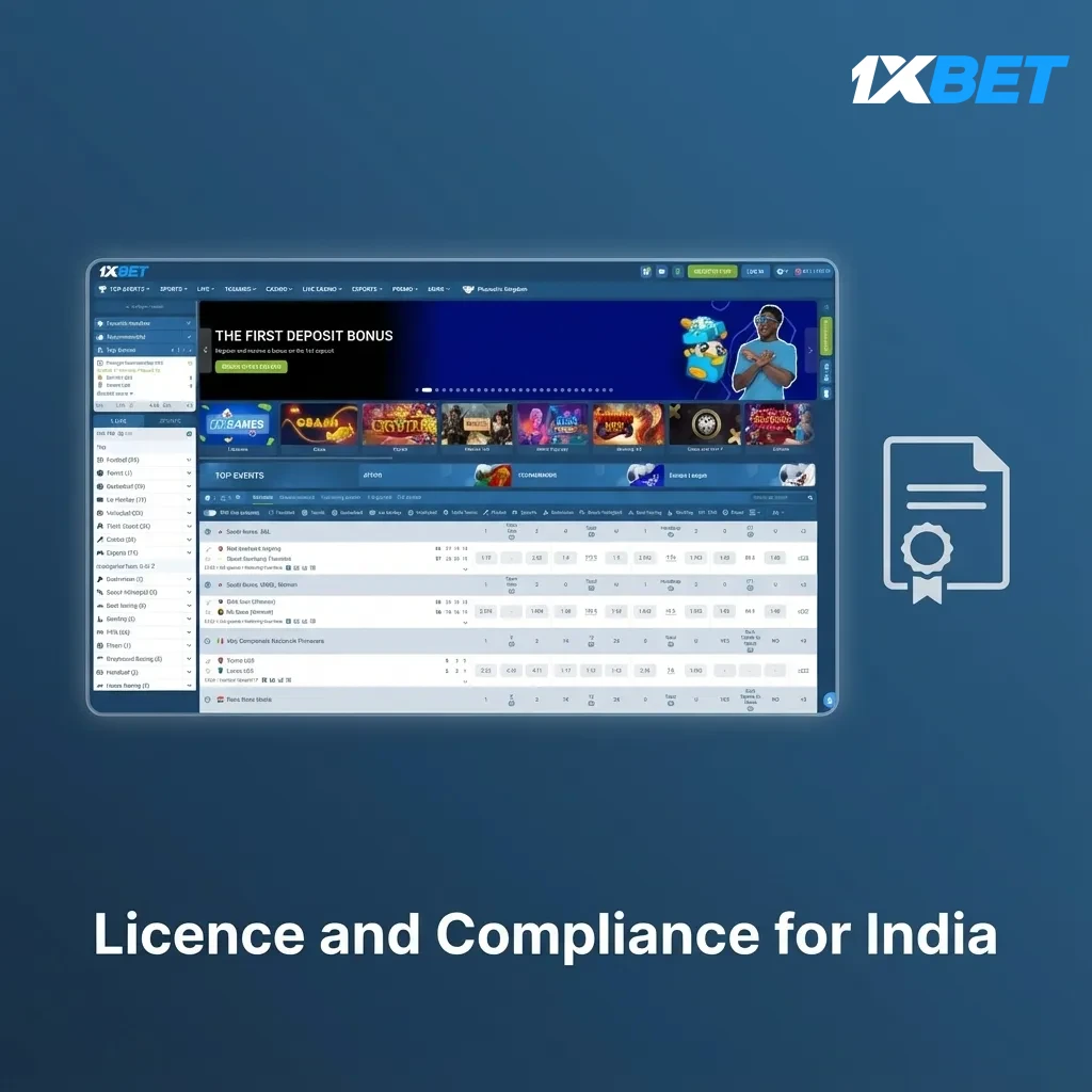 1xBet licence and compliance for India; Curaçao eGaming licence; cross-border services where legal.
