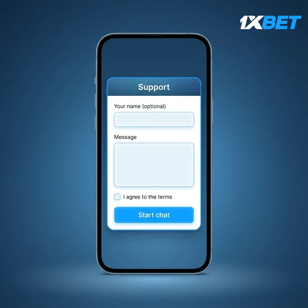 iPhone showing 1xBet login steps: open app, enter mobile/email and password, complete OTP/2FA, view INR balance.