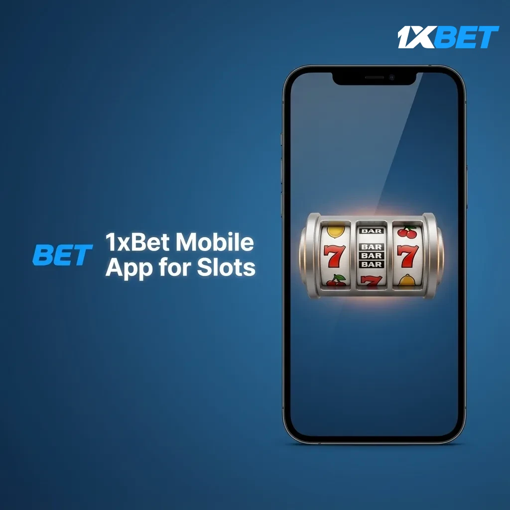 1xBet mobile slots app showing Slots lobby with search and filters, demo or real play, bets, balance, and fast loading.
