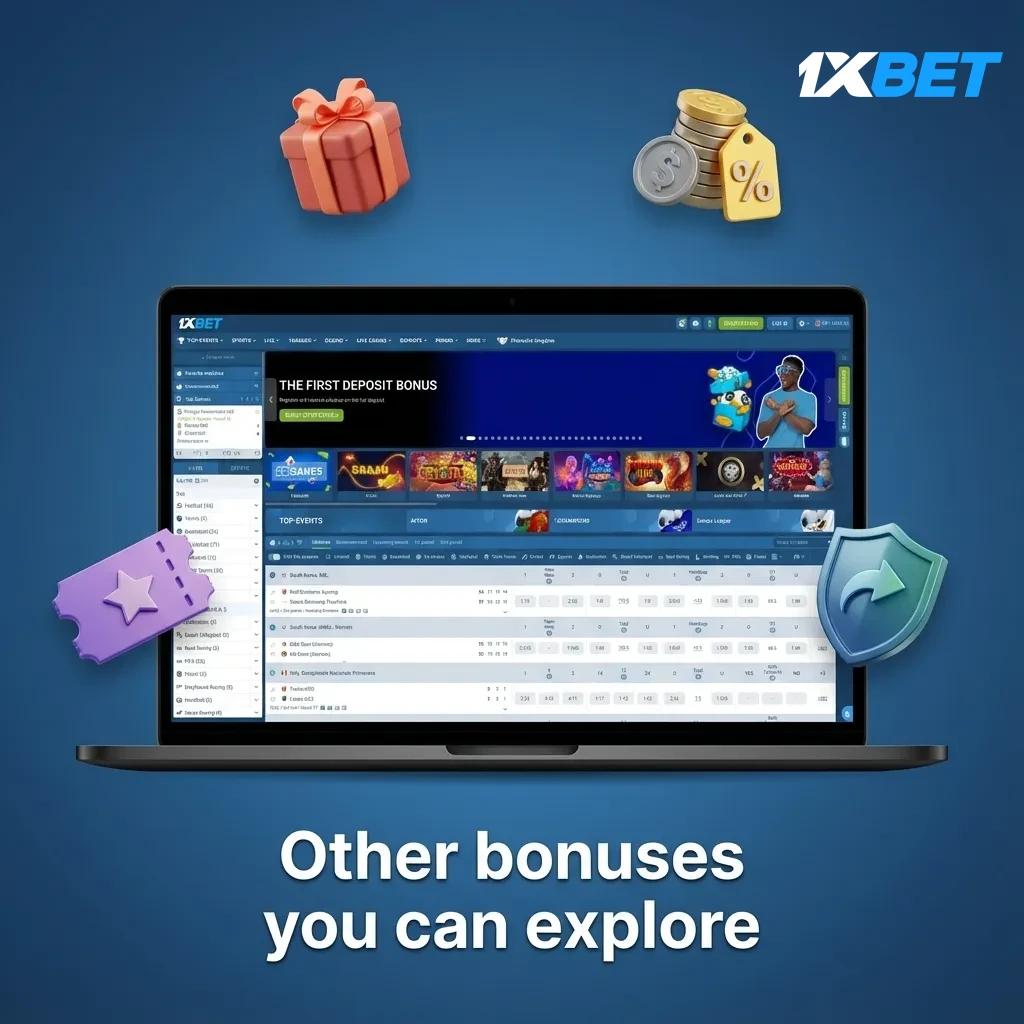 Other bonuses you can explore: Acca of the Day, reload deposit, cashback/VIP, free bets/insurance, casino spins or match.