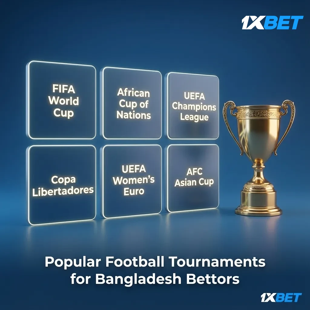 Collage of World Cup, UCL, EPL, AFC competitions, and Bangladesh Premier League logos.