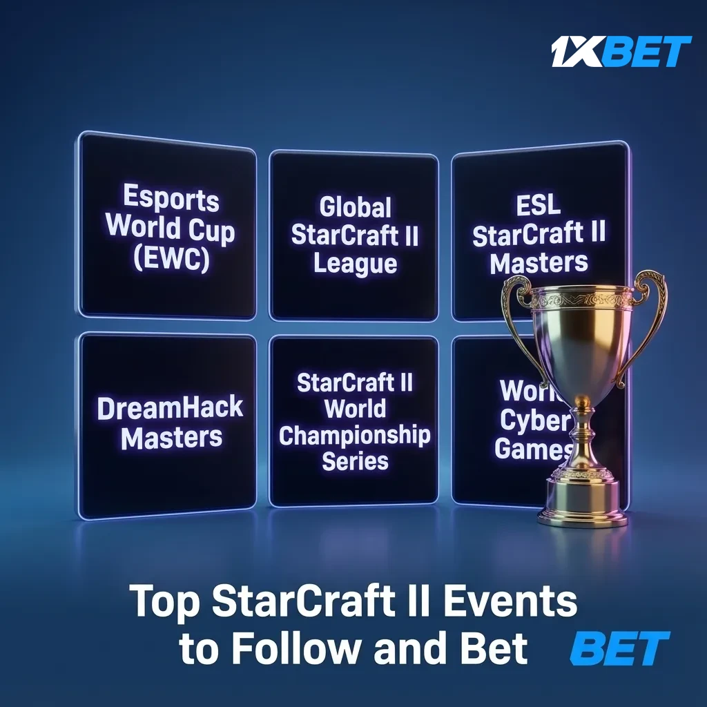 Top StarCraft II events for betting: EWC, GSL, ESL Masters, TSL, HomeStory Cup, WTL, plus regional qualifiers.