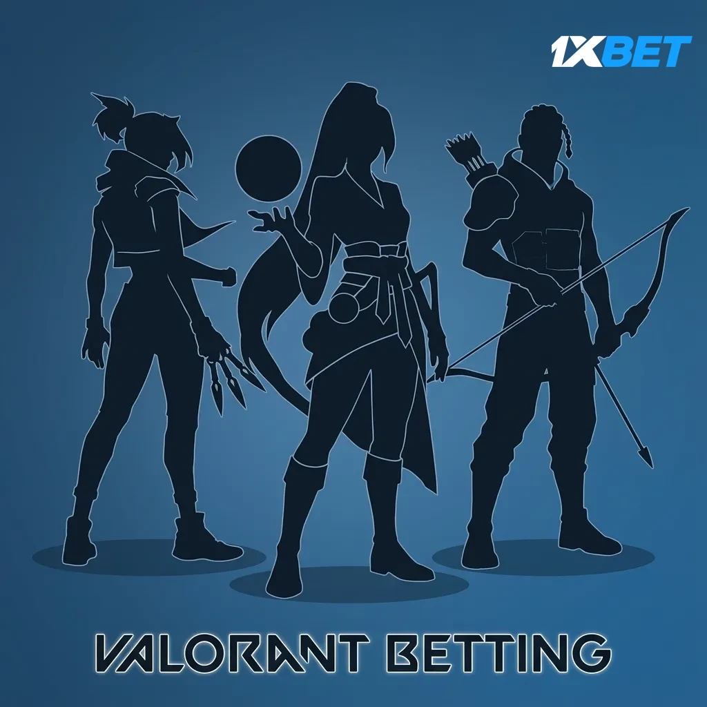 Valorant betting screen on 1xBet with live odds, match/map bets, pistol rounds, and VCT events.