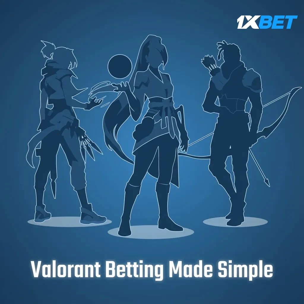 1xBet Valorant betting page with pre-match and live odds for match, map, total rounds, pistol, and handicaps.