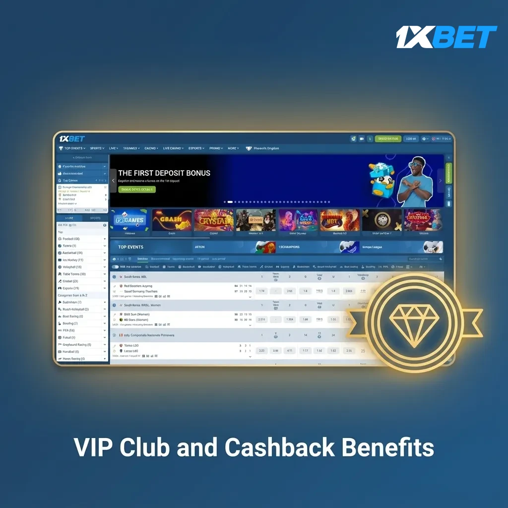 VIP club levels with increasing rewards: cashback, exclusive promos, and priority support.