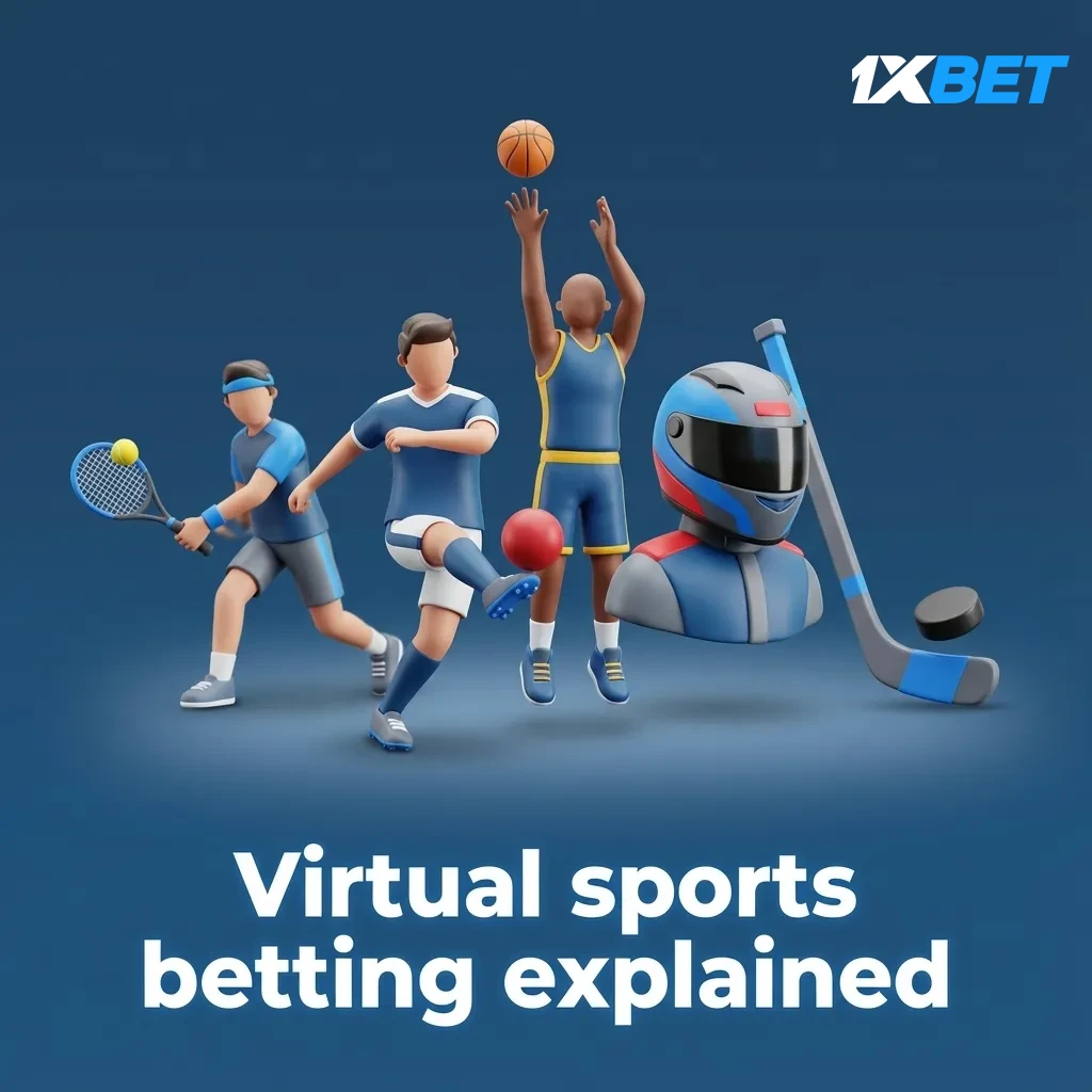 Virtual sports betting illustration showing football, basketball, horse racing, greyhounds, and fast, fair RNG results.