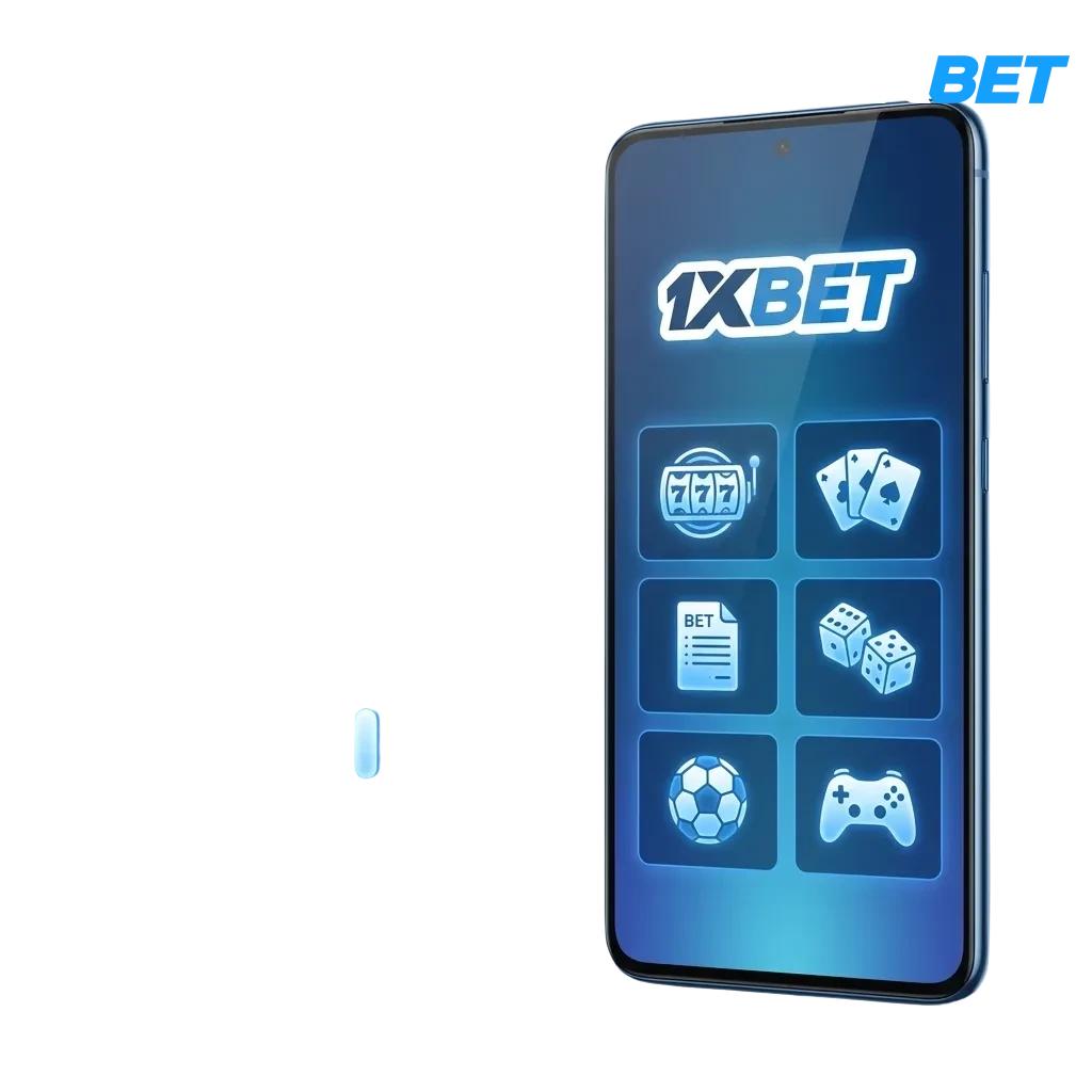 1xBet Android app on a phone with install steps, offering sports betting, casino, markets, and live games in Nigeria.