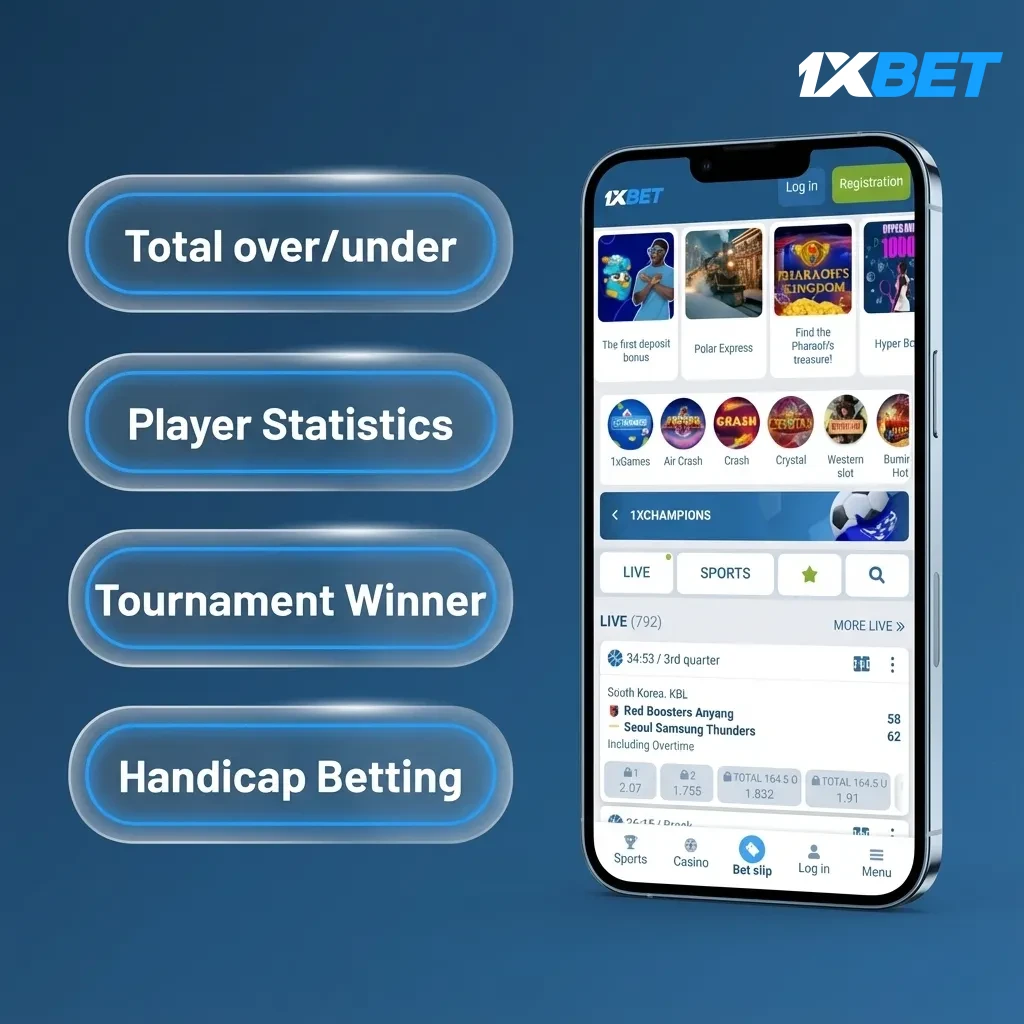 1xBet bet types: Single, Accumulator, System, Handicap, Over/Under, with brief descriptions; choose based on risk and payout.