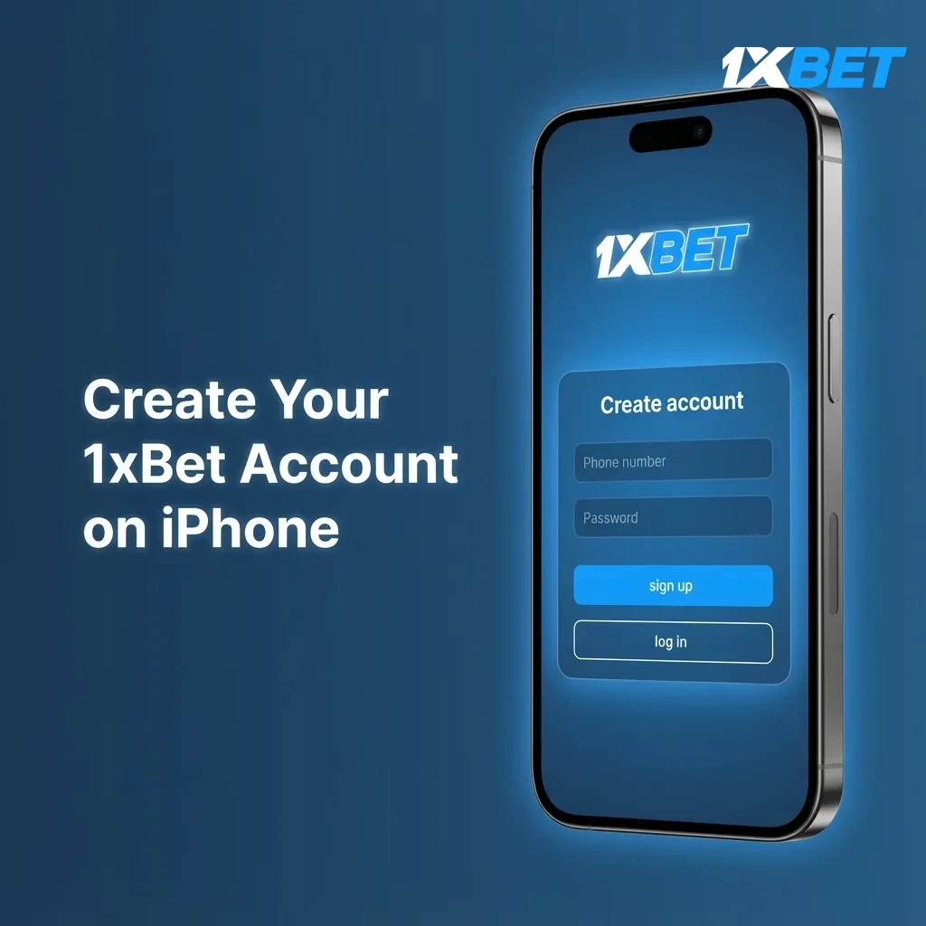iPhone screen with 1xBet signup: tap Register choose phone/email/one-click, enter details, set PKR, confirm 18+, accept T&Cs.