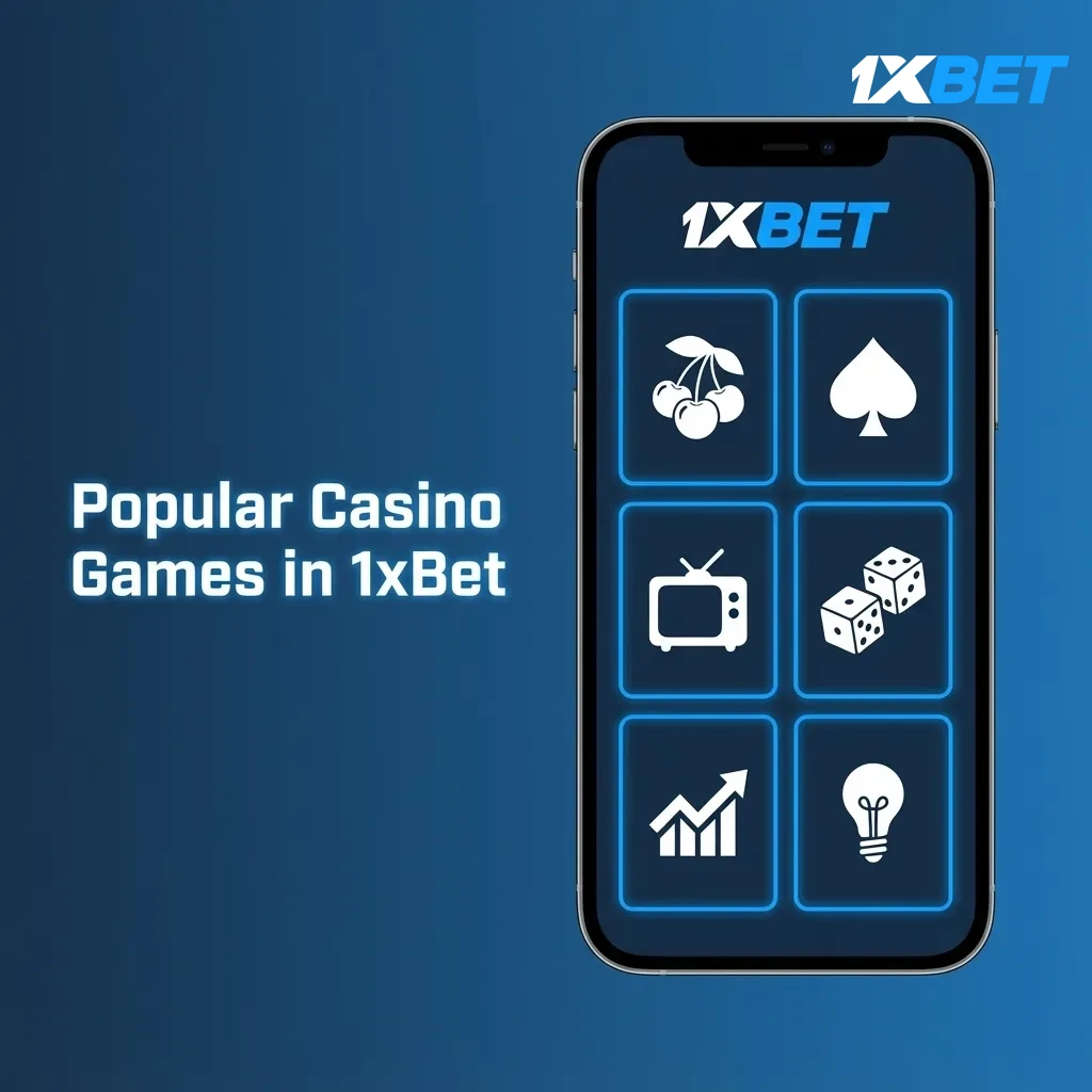 1xBet popular casino games: slots, live tables, game shows like Blackjack, Roulette, Baccarat, Book of Dead, Crazy Time.