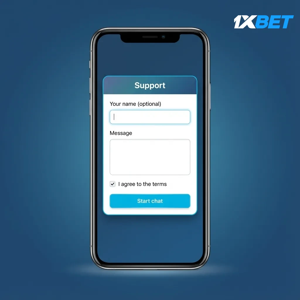 iOS screen showing 1xBet sign-in steps: open app, tap Log in, enter phone/email and password, complete 2FA