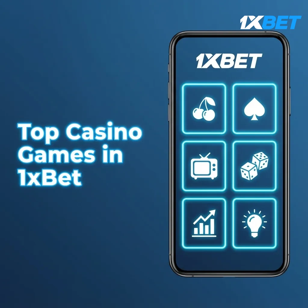 1xBet casino banner showing top games: Sweet Bonanza, Book of Dead, Gates of Olympus, live Blackjack/Roulette, Aviator