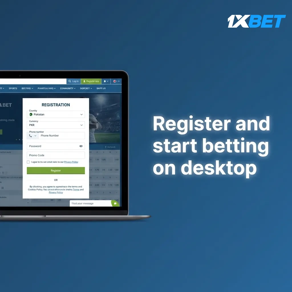 Register and start betting on desktop