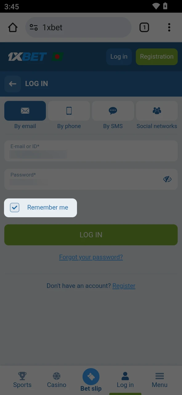 Use the remember me feature on the 1xBet android app for faster access.