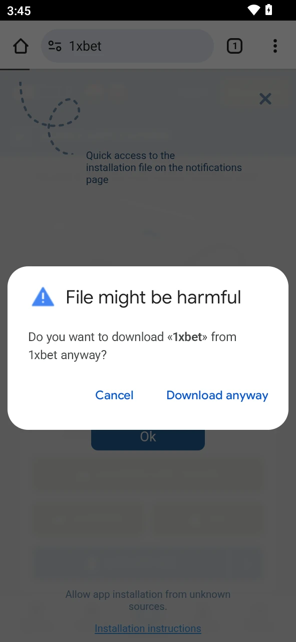 Start the 1xBet Android APK download process to get the latest file.