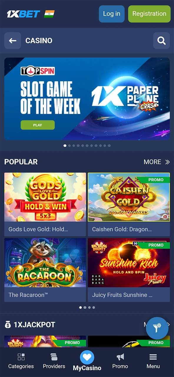 Play top casino games through the 1xBet Android mobile software.