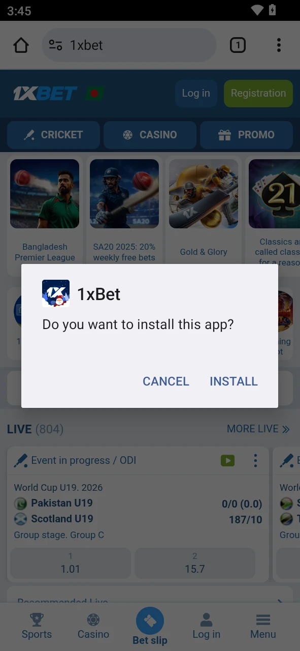 Install the 1xBet app APK and start betting on your smartphone.