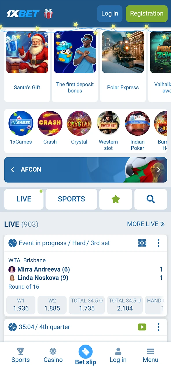 Open the official 1xBet App to begin your mobile registration process.
