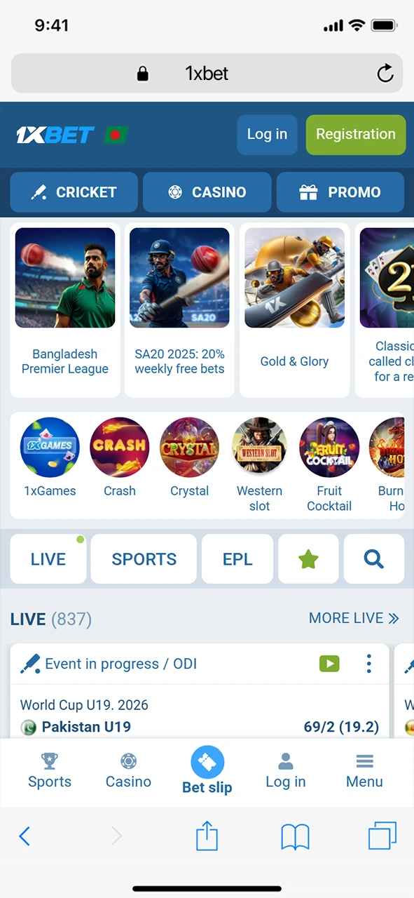Open the official link in Safari on your iPhone to access 1xBet.