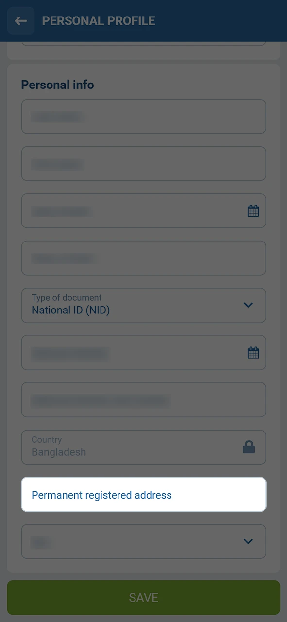 Add proof of address like a utility bill for 1xBet verification.