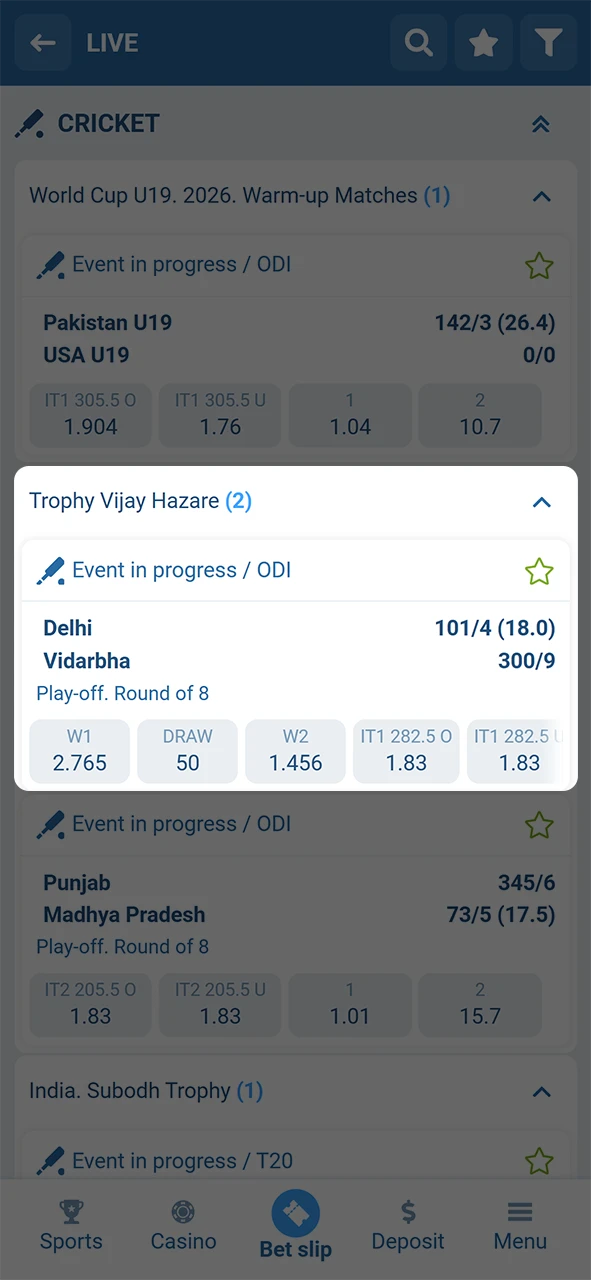 Find a sporting event and pick your favorite market to Bet.
