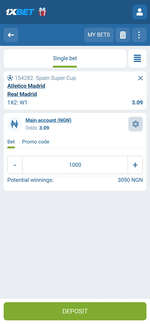 Monitor your 1xBet bet history and use the cash out feature for control.