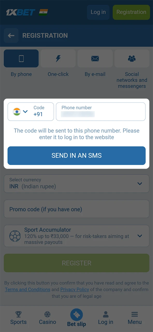 Provide your Registration details at 1xBet to secure your new account.