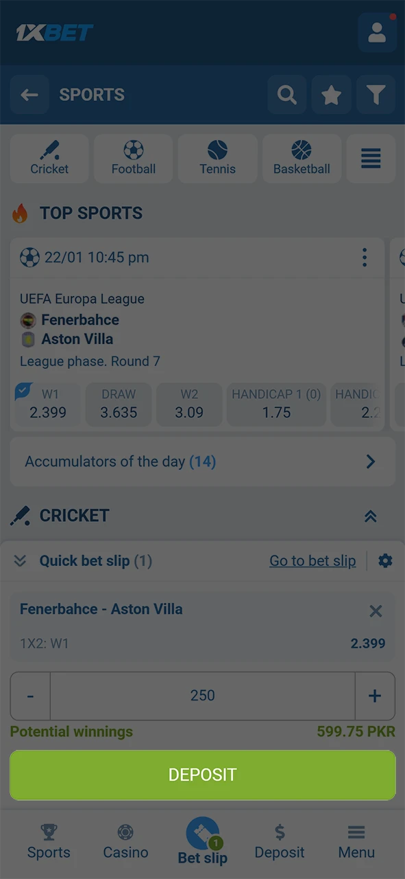 Confirm your wager and monitor the progress of your prediction in the 1xBet my bets tab.