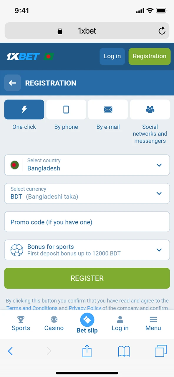 Register your 1xBet account to begin using the mobile PWA platform.