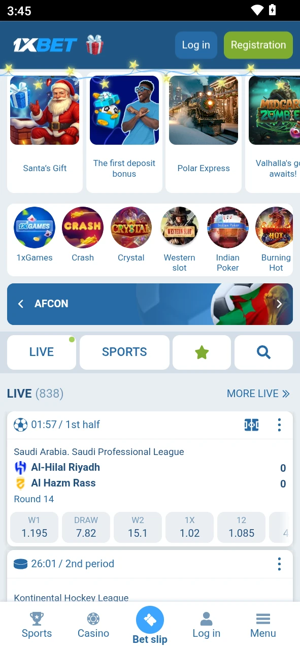 Access all features via the 1xBet Mobile Android PWA web version.