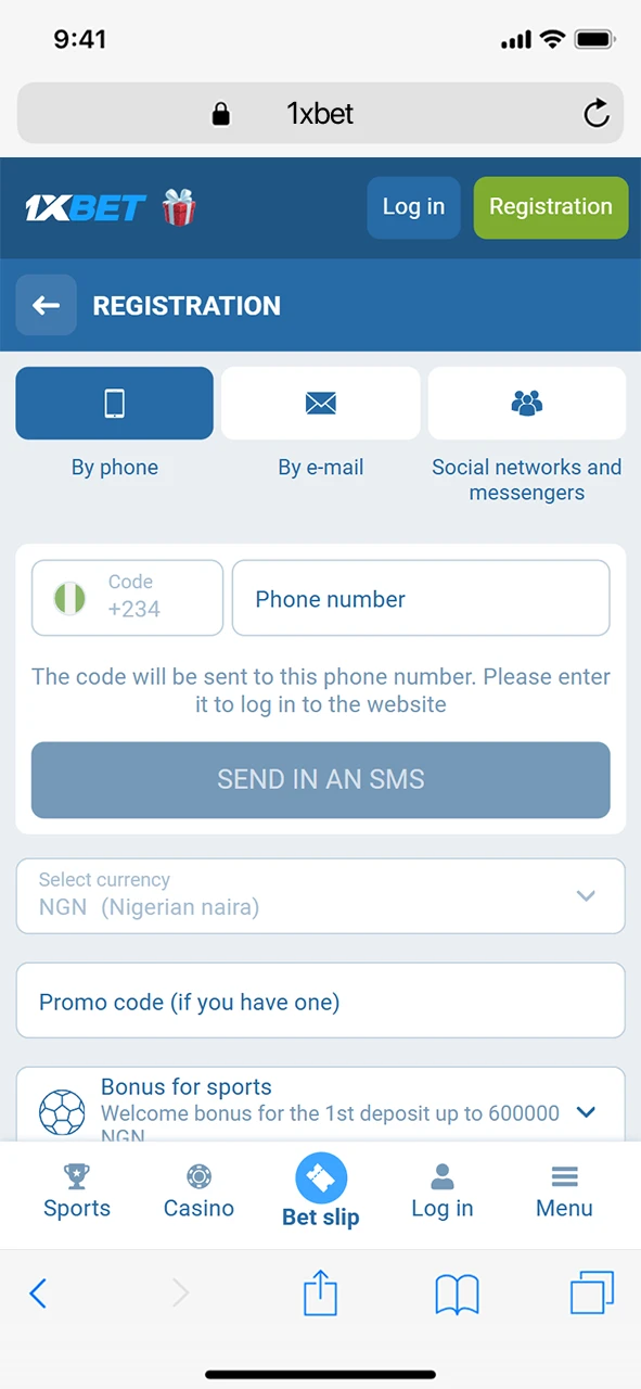 Register a new 1xBet Mobile account to start betting on your iPhone.