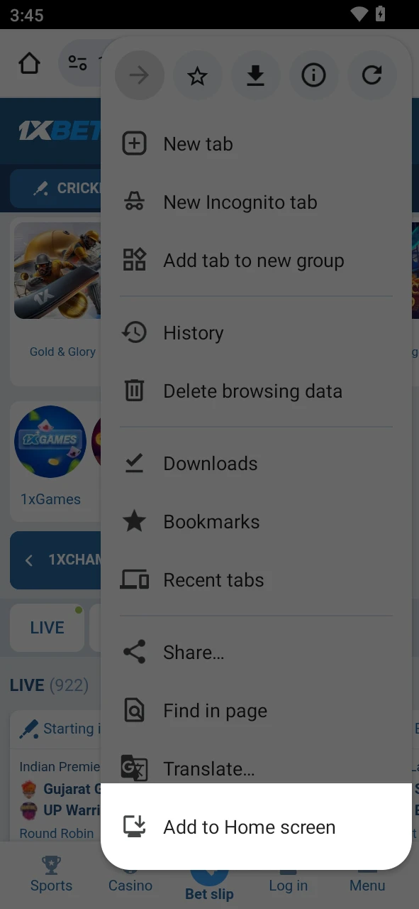Navigate the 1xBet mobile web version to enjoy a full betting experience as a PWA.