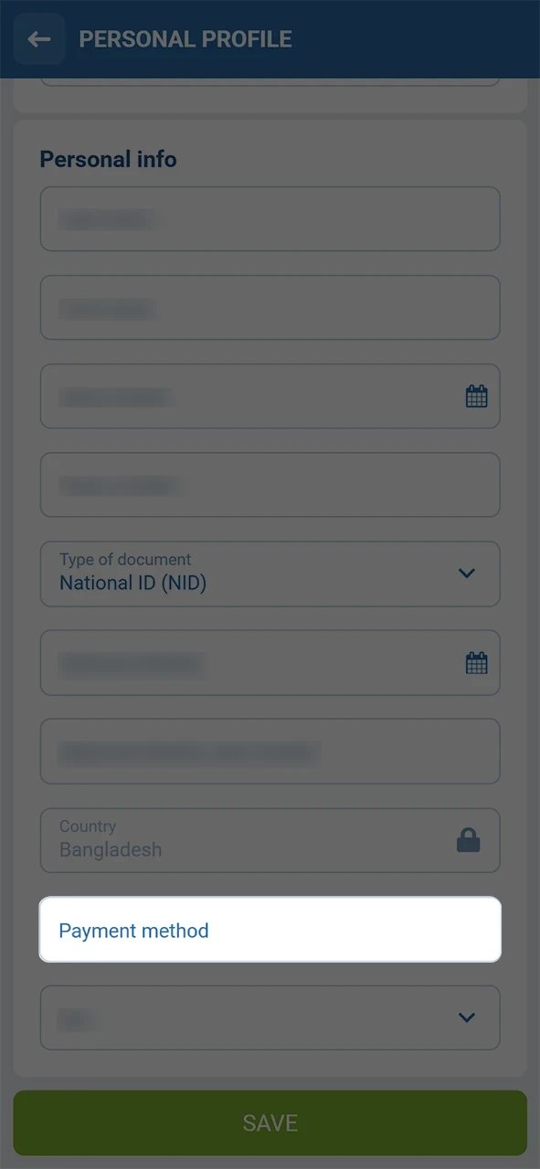 Submit payment proof to confirm your 1xBet registration financial details.