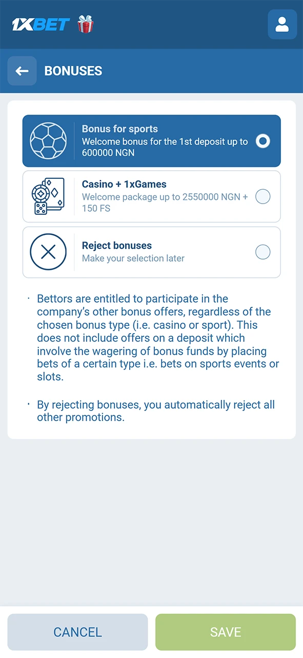 Opt in for the 1xBet registration bonus to increase your initial bankroll.