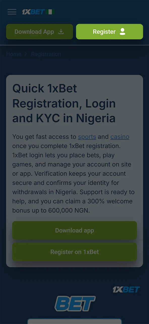 Navigate to the 1xBet login section to access your personal betting profile.