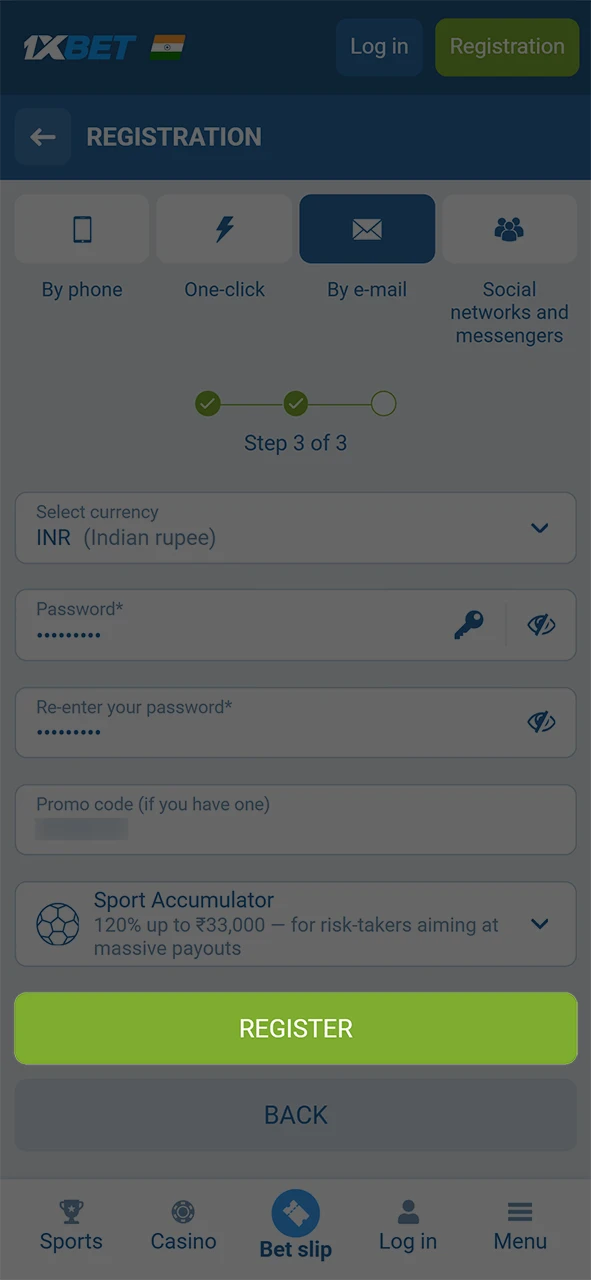 Submit the form and create your 1xBet online profile today.